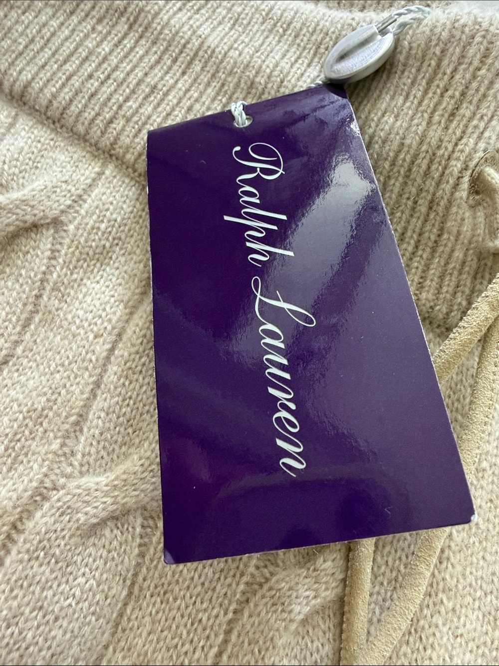 NWT Ralph Lauren 100% Cashmere Cable-Knit Drawstring Pants - Picture 5 of 8